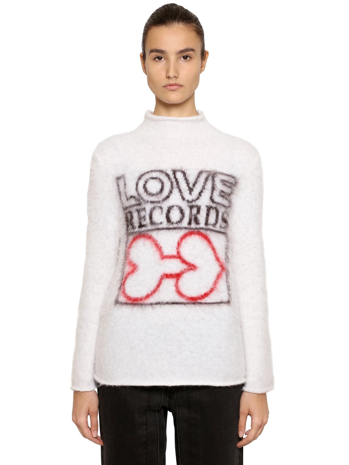 Aalto Love Intarsia Mohair Blend Sweater In Ivory