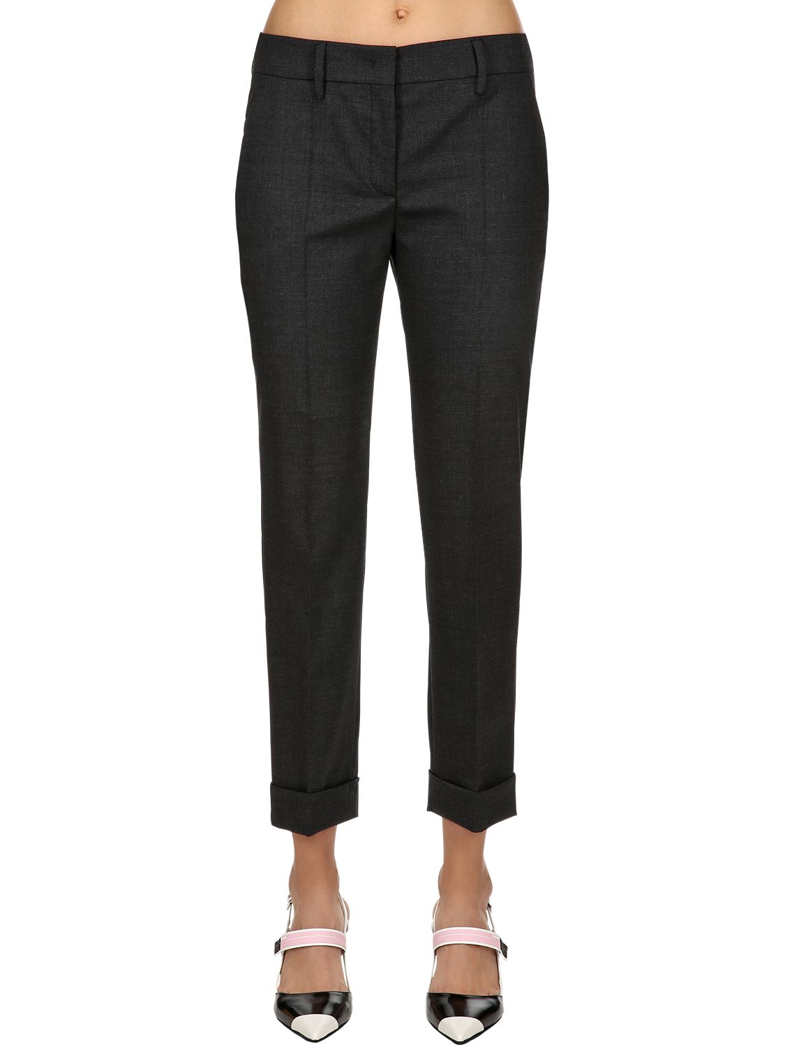 Prada Stretch Mohair Natté Pants In Grey