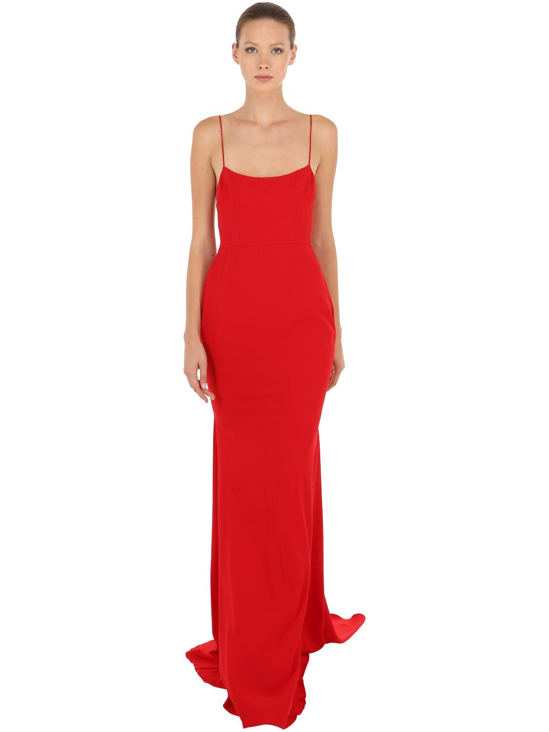 Alex Perry Satin Crepe Long Dress In Red