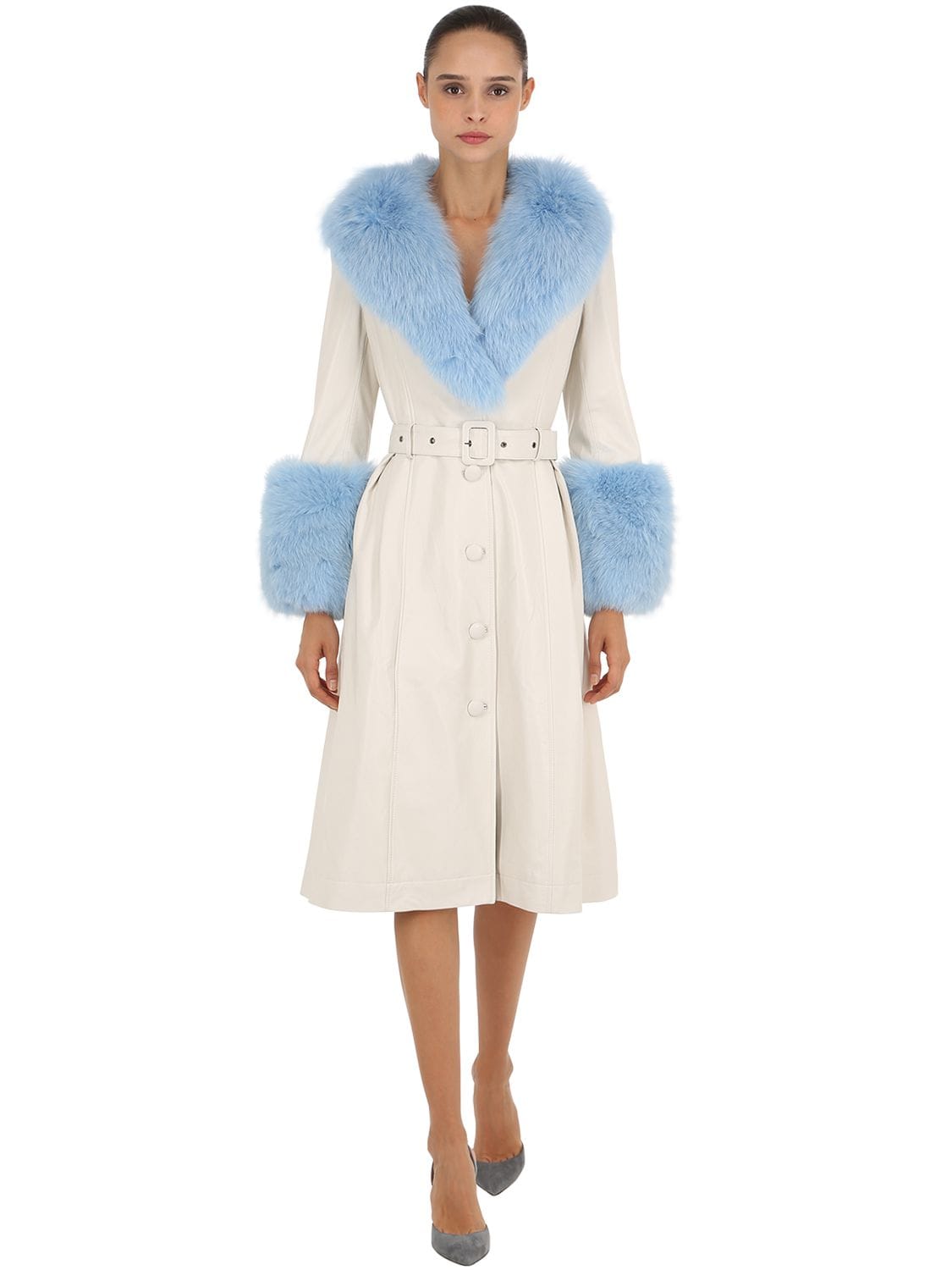 saks potts blue fur coat
