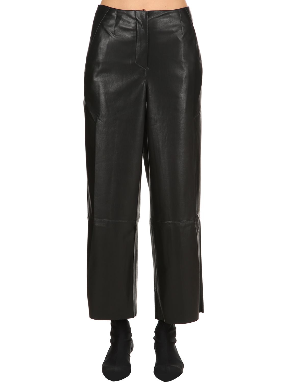 faux leather cropped pants