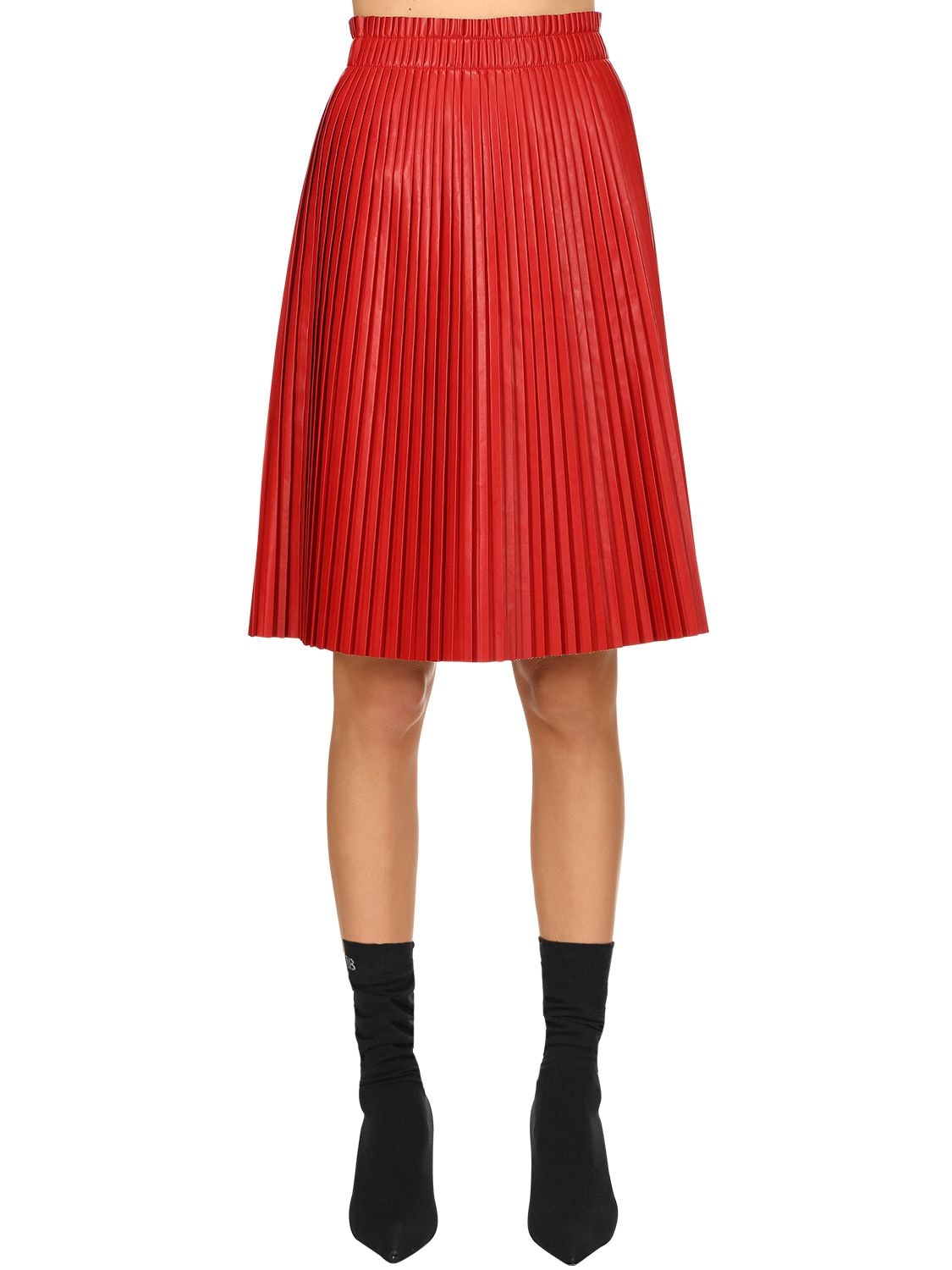 WE11 DONE PLEATED FAUX LEATHER SKIRT,68IRTL029-UkVE0