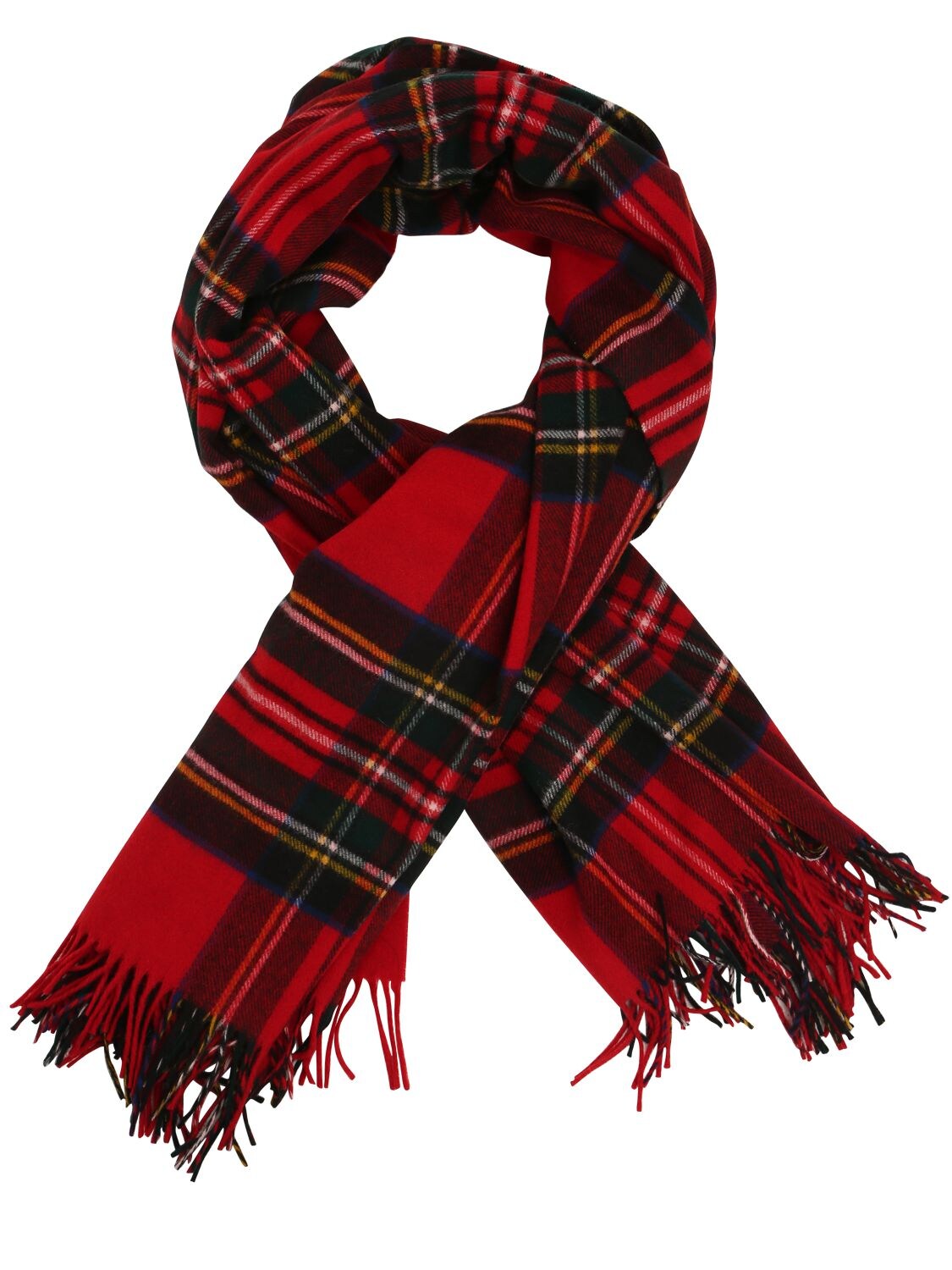 We11 Done Wool Plaid Check Scarf In Red
