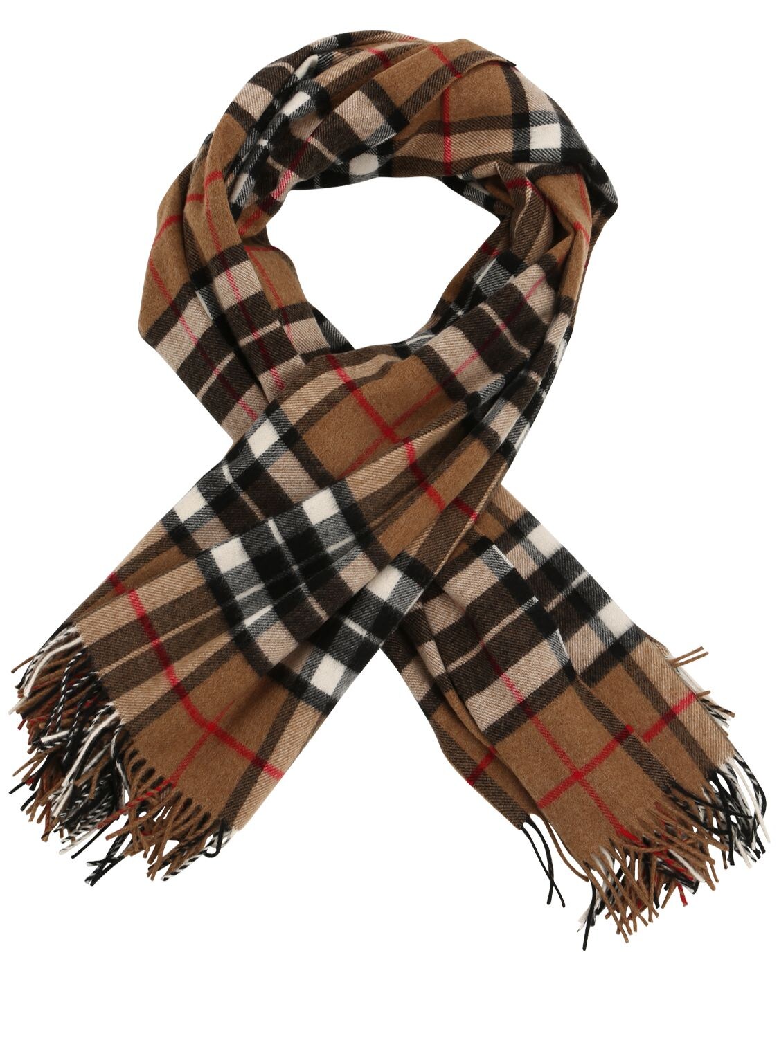 We11 Done Wool Plaid Check Scarf In Camel