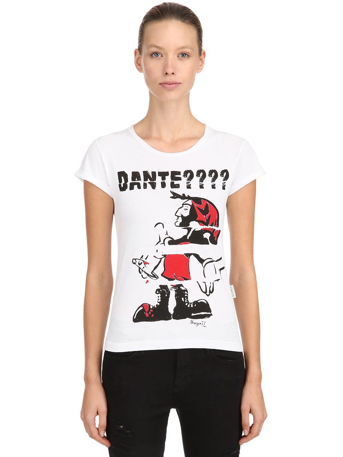 Progetto 27 Dante???? Printed Cotton T-shirt In White
