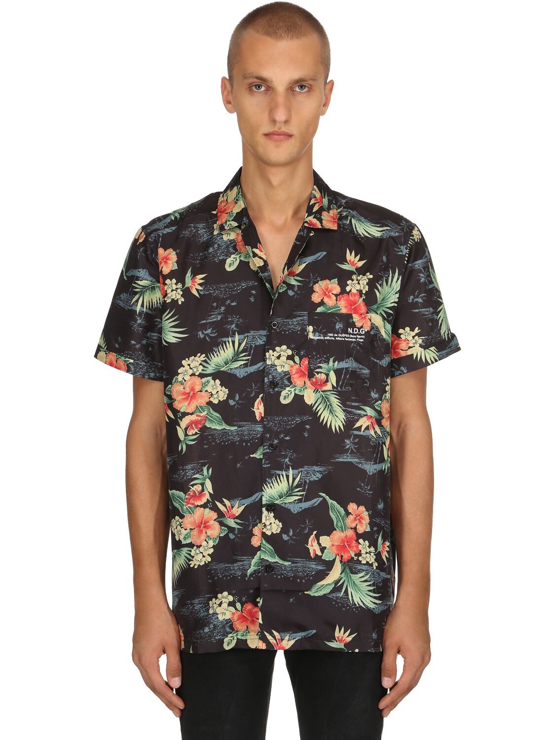 Nid De Gueps Hawaiian Printed Short Sleeve Shirt In Multicolor
