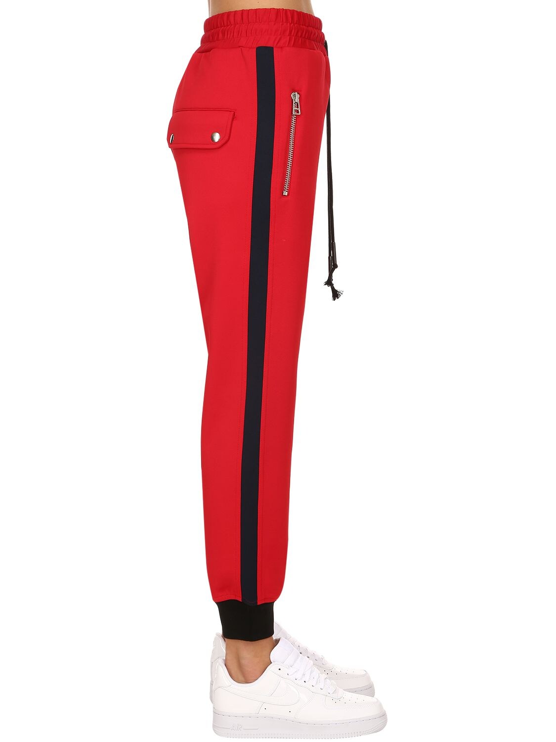 Dim Mak Collection Nadya Piqué Track Trousers In Red