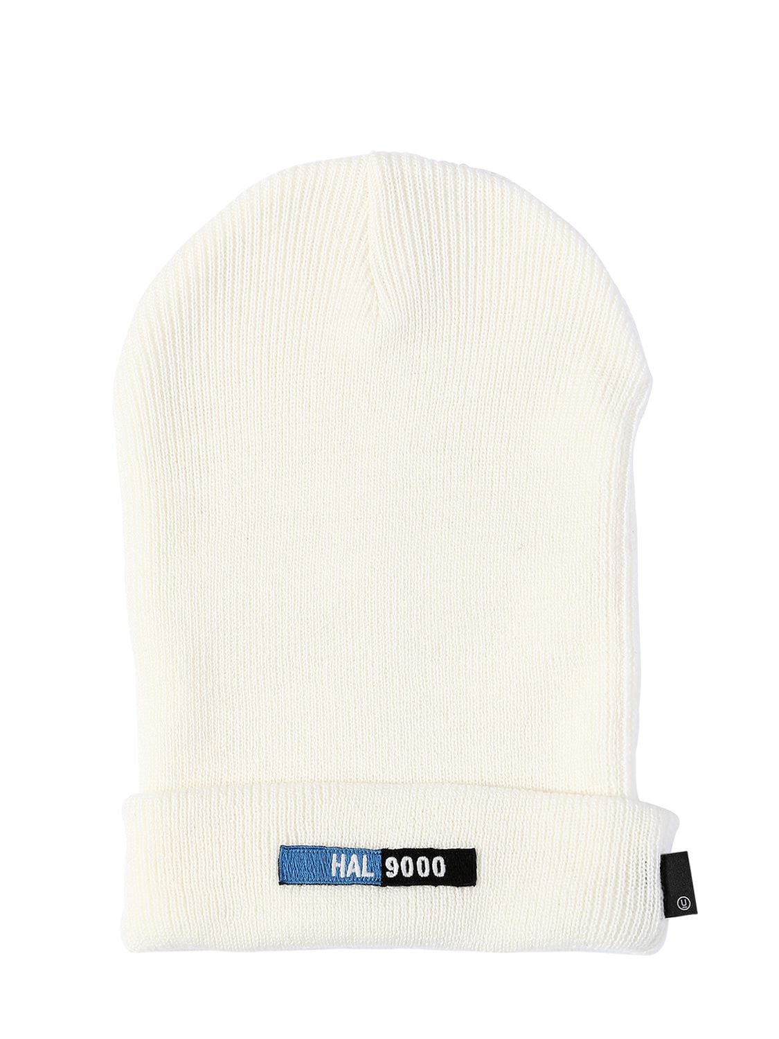 Undercover Patch Wool Blend Knit Beanie Hat In White