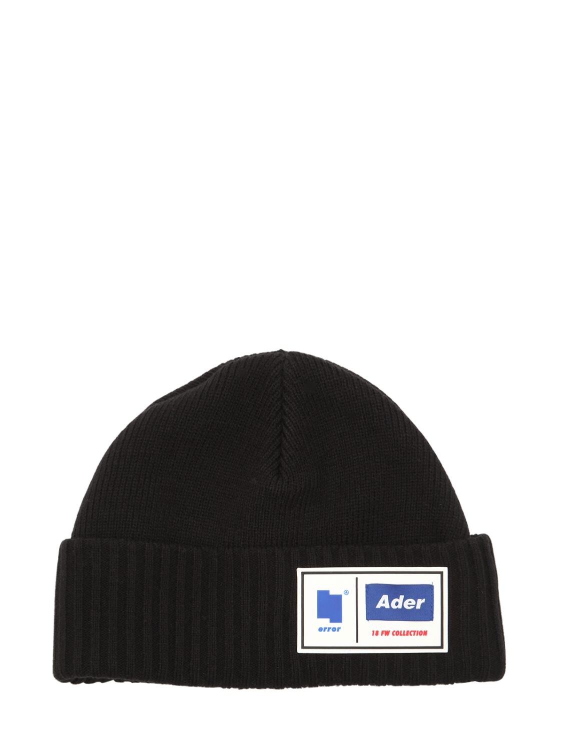 ADER ERROR RUBBERIZED PATCH WOOL BLEND BEANIE HAT,68IS3R011-QkxBSw2