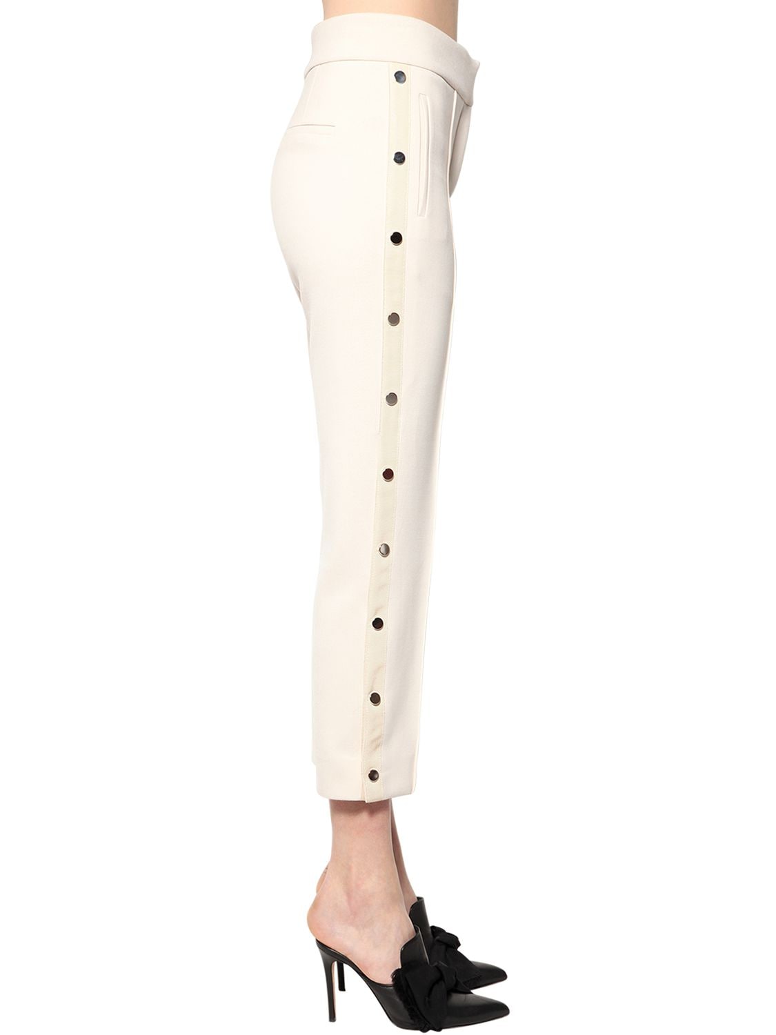 Veronica Beard "irving"侧幅子母扣科技织物裤子 In White