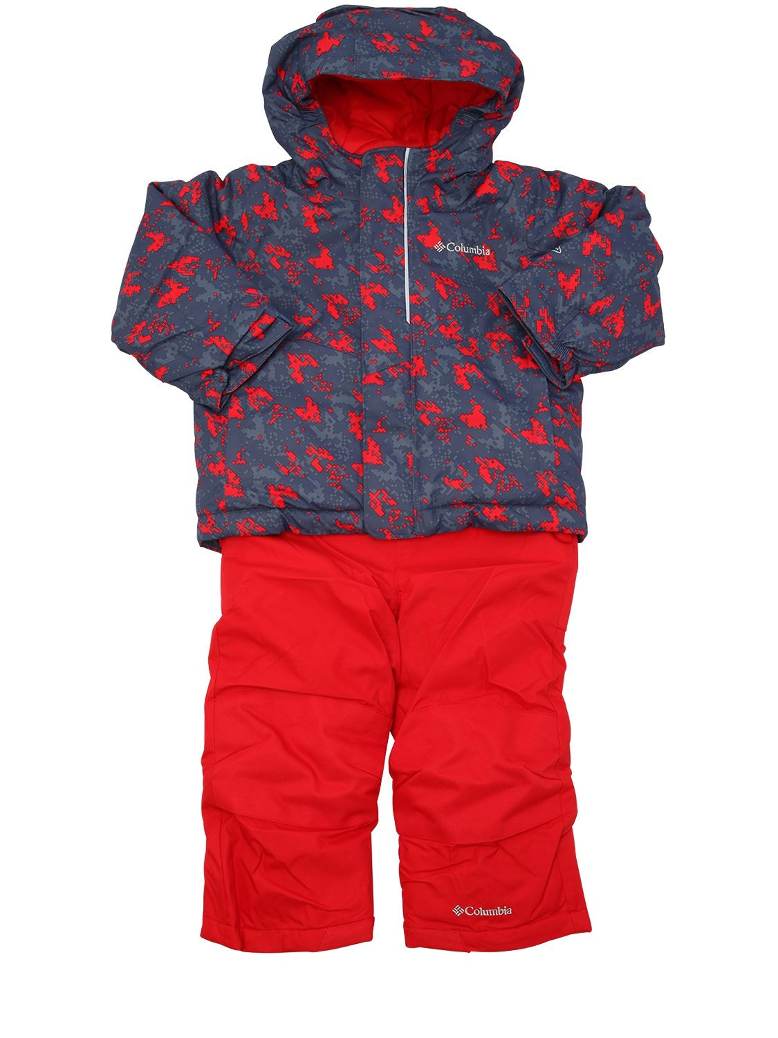 Columbia Puffer Ski Jacket & Jumpsuit In 灰色/红色