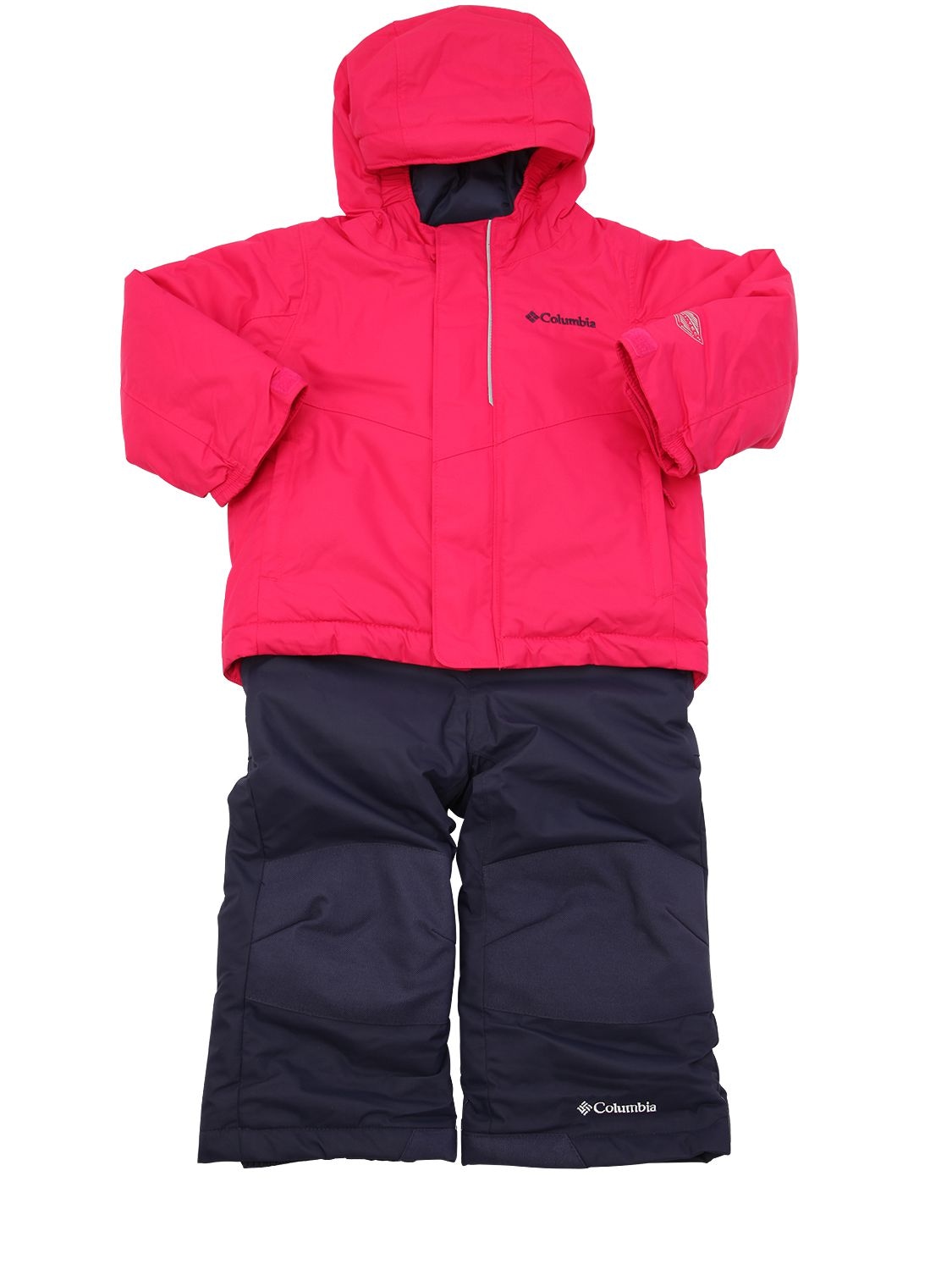Columbia Puffer Ski Jacket & Jumpsuit In 桃红色/海军蓝