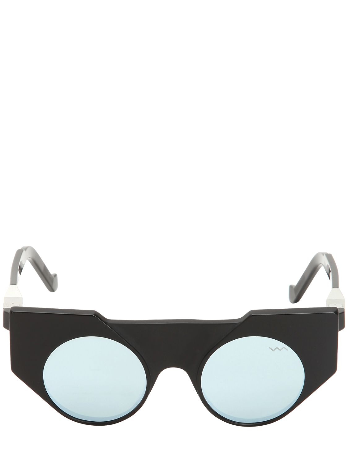 Vava Matte & Shiny Acetate Cat Eye Sunglasses In Black