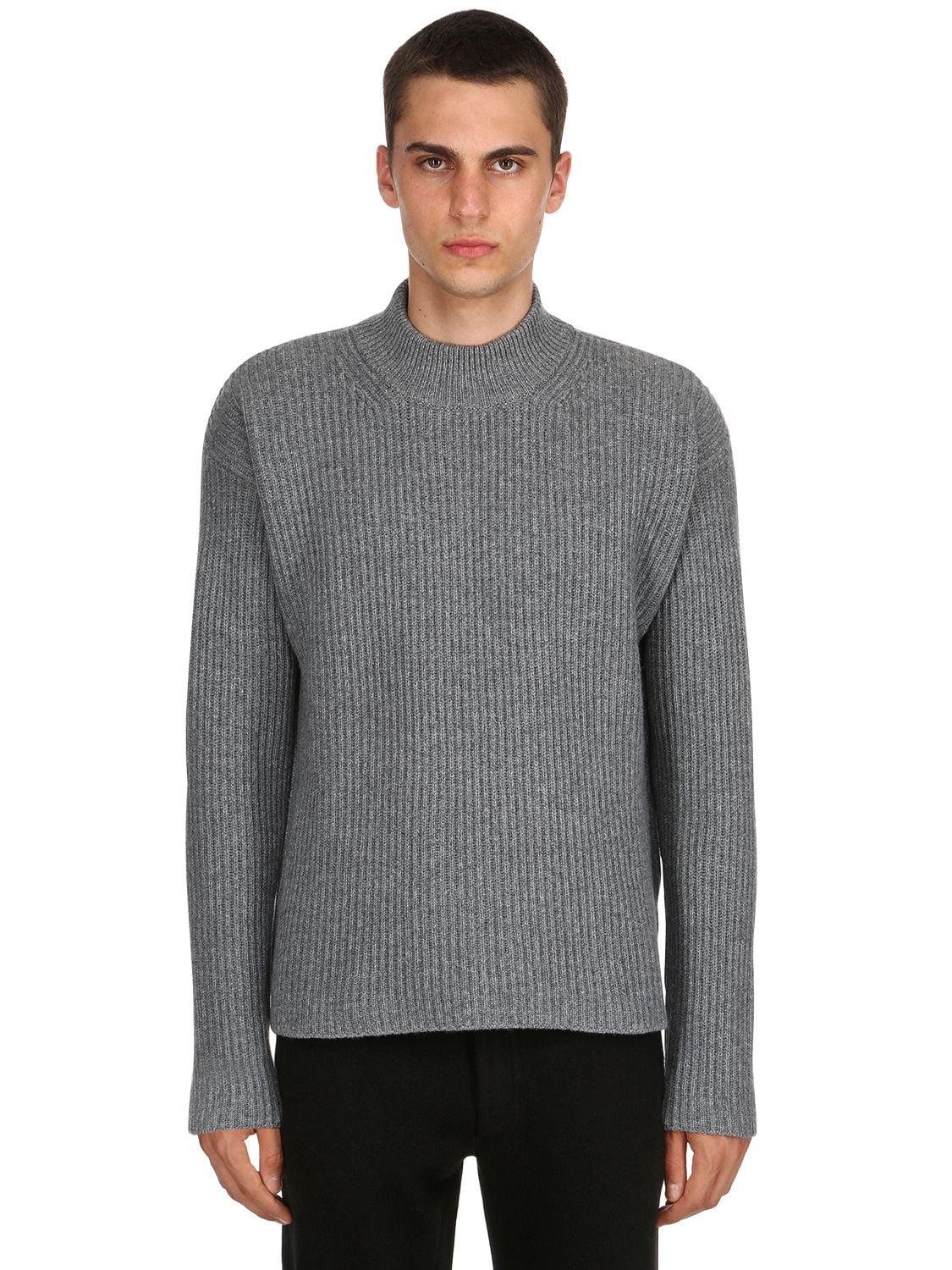 Falke Wool & Cashmere Blend Rib Knit Sweater In Light Grey