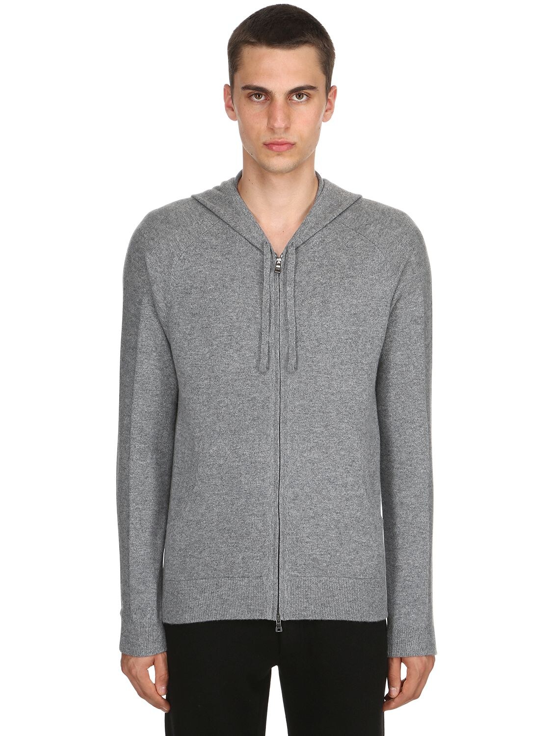 Falke Premium Cashmere Knit Hoodie In Grey