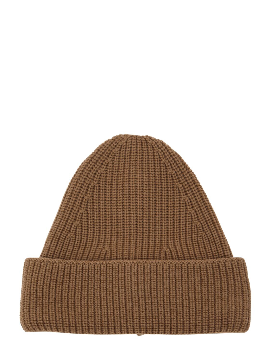 Falke Wool Rib Knit Beanie Hat In Brown