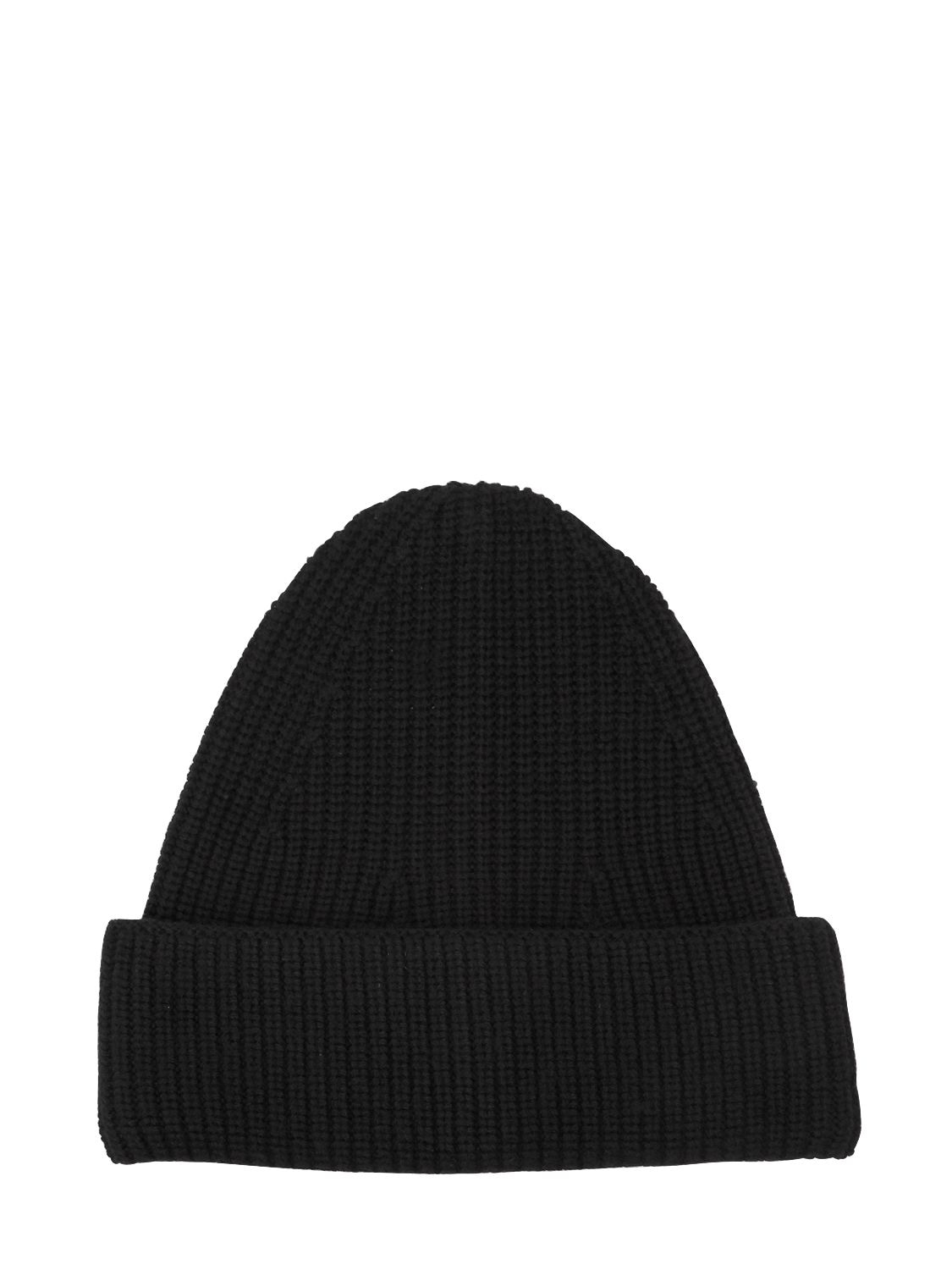 Falke Wool Rib Knit Beanie Hat In Black