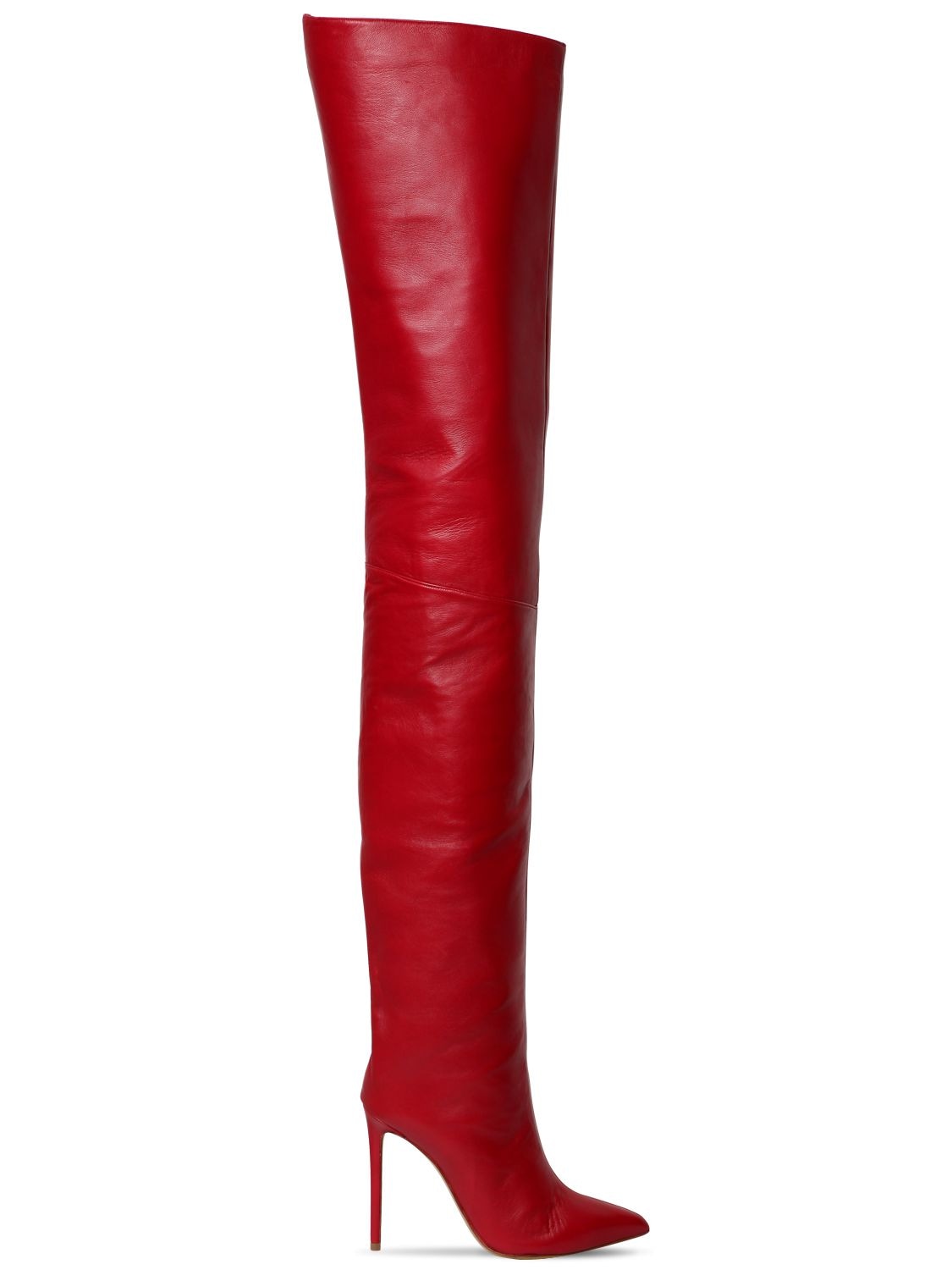 Alexandre Vauthier 110mm Alex Leather Thigh High Boots In Red