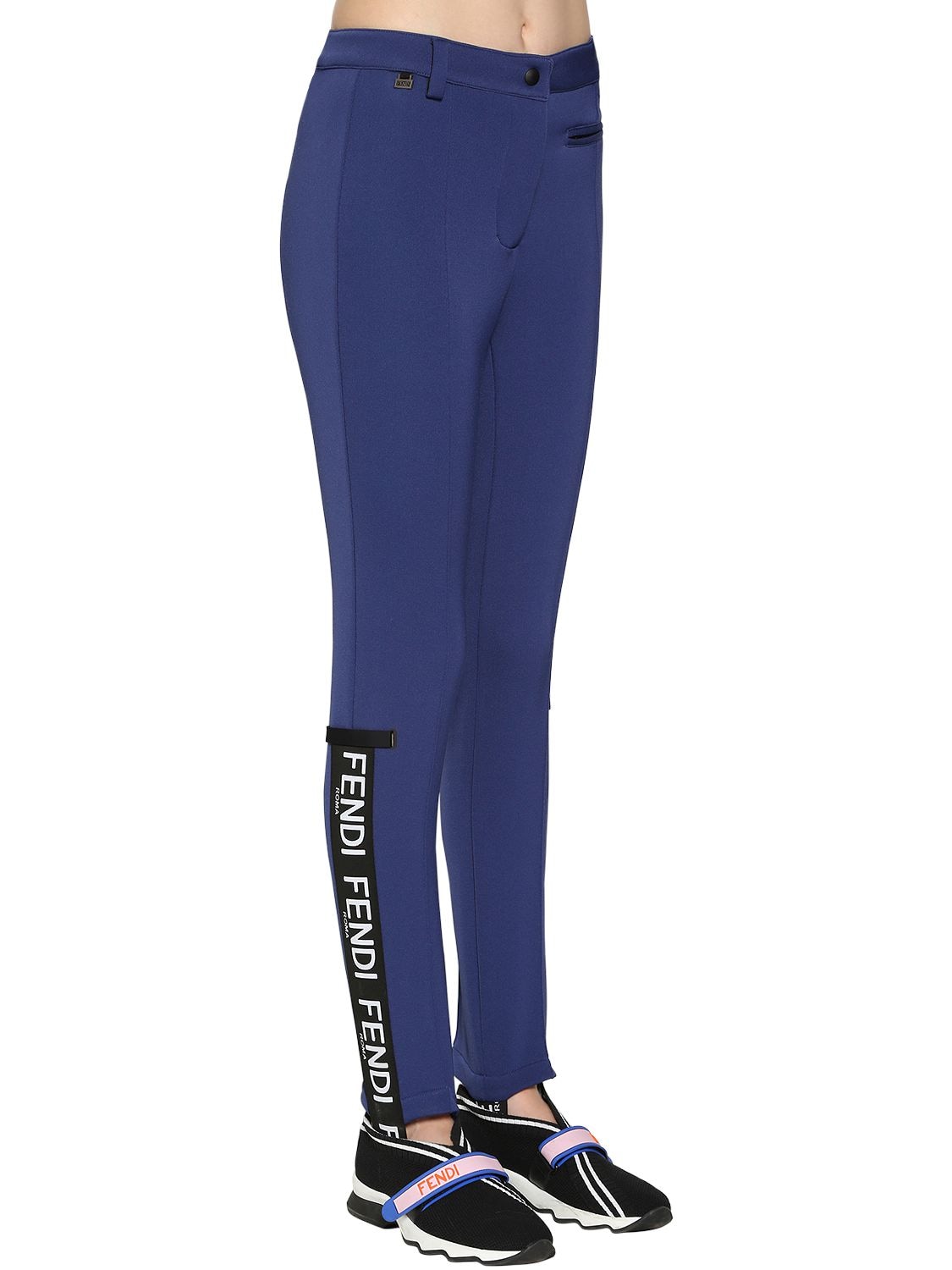 Fendi Logo Stirrup Tech & Wool Ski Pants In Blue