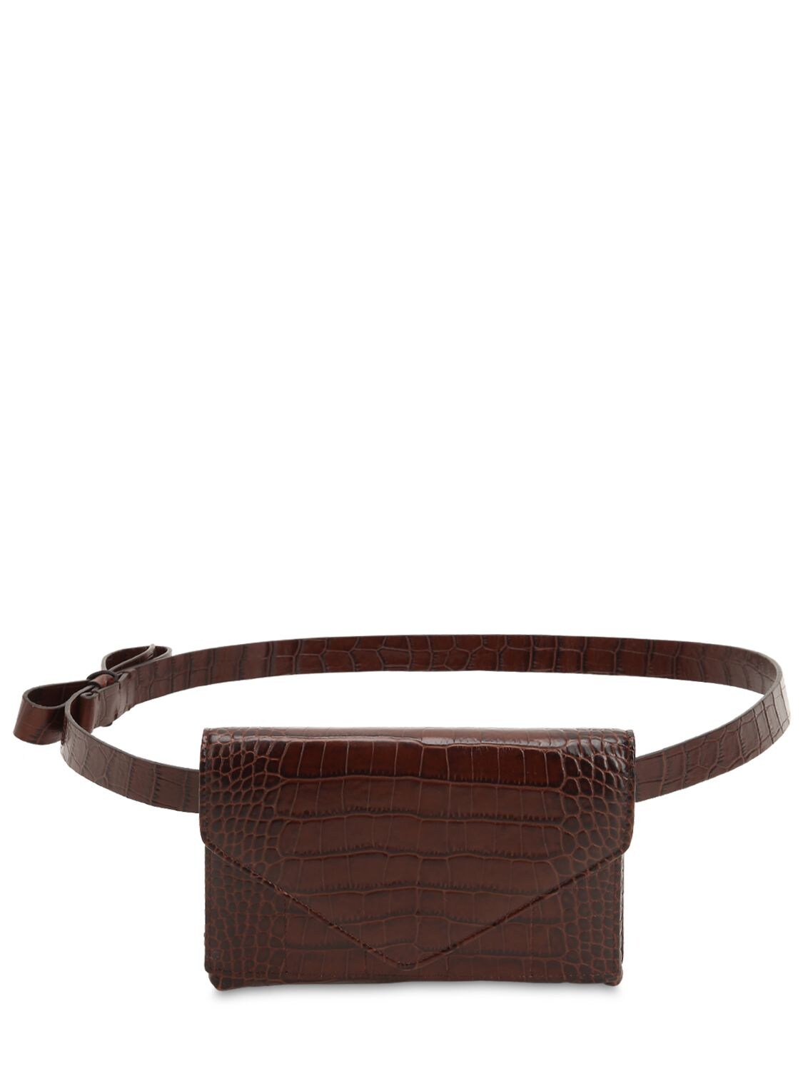 Micoli Cinta Croc Embossed Leather Belt Bag In Brown