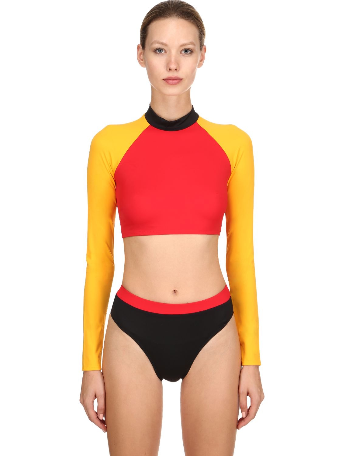 yellow long sleeve swimsuit