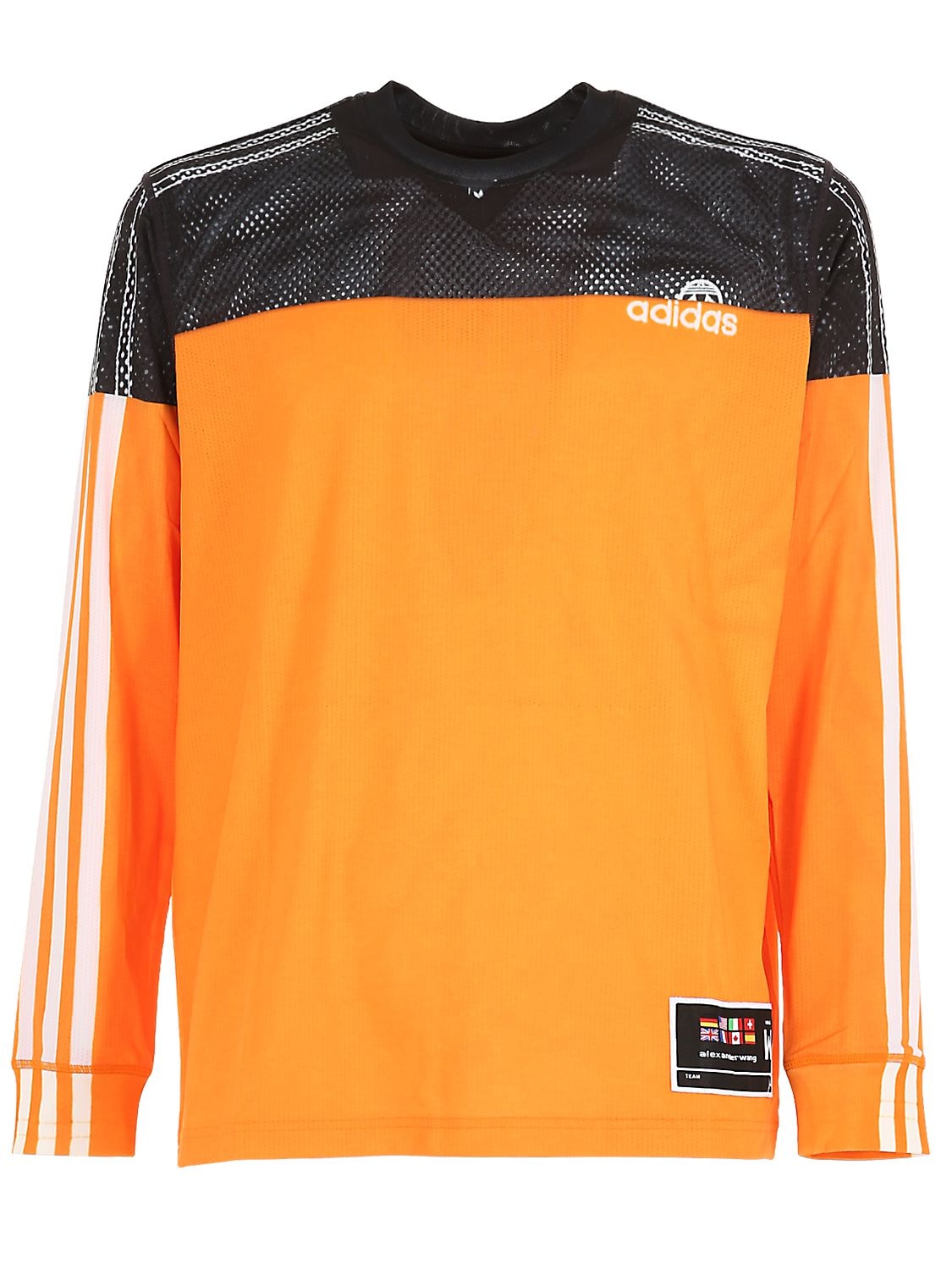 Adidas Originals By Alexander Wang Upside Down Logo Print Techno T-shirt In Black,orange