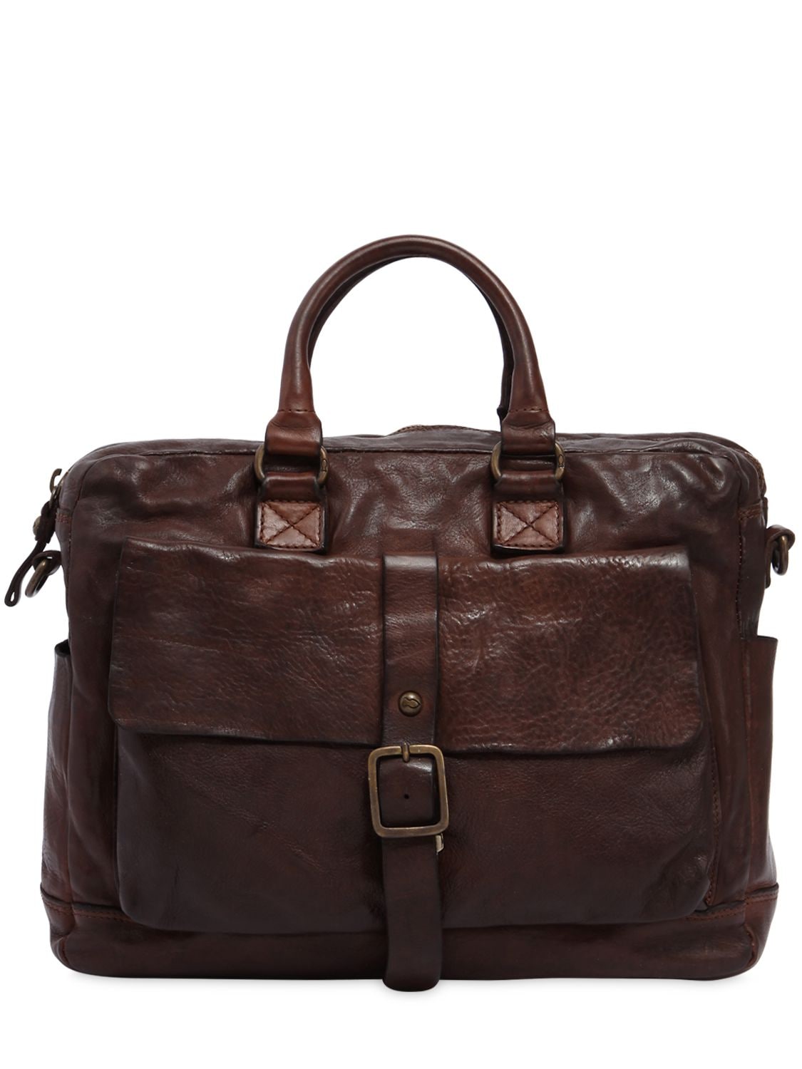 Campomaggi Vintage Effect Leather Briefcase In Brown