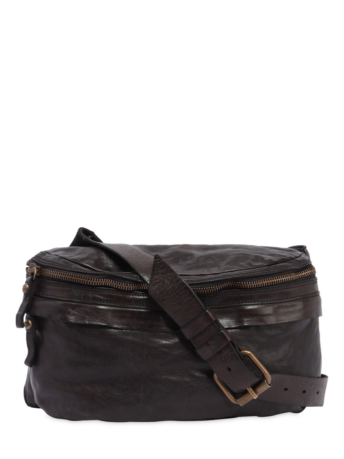 Campomaggi Vintage Effect Leather Belt Pack In Grey Brown
