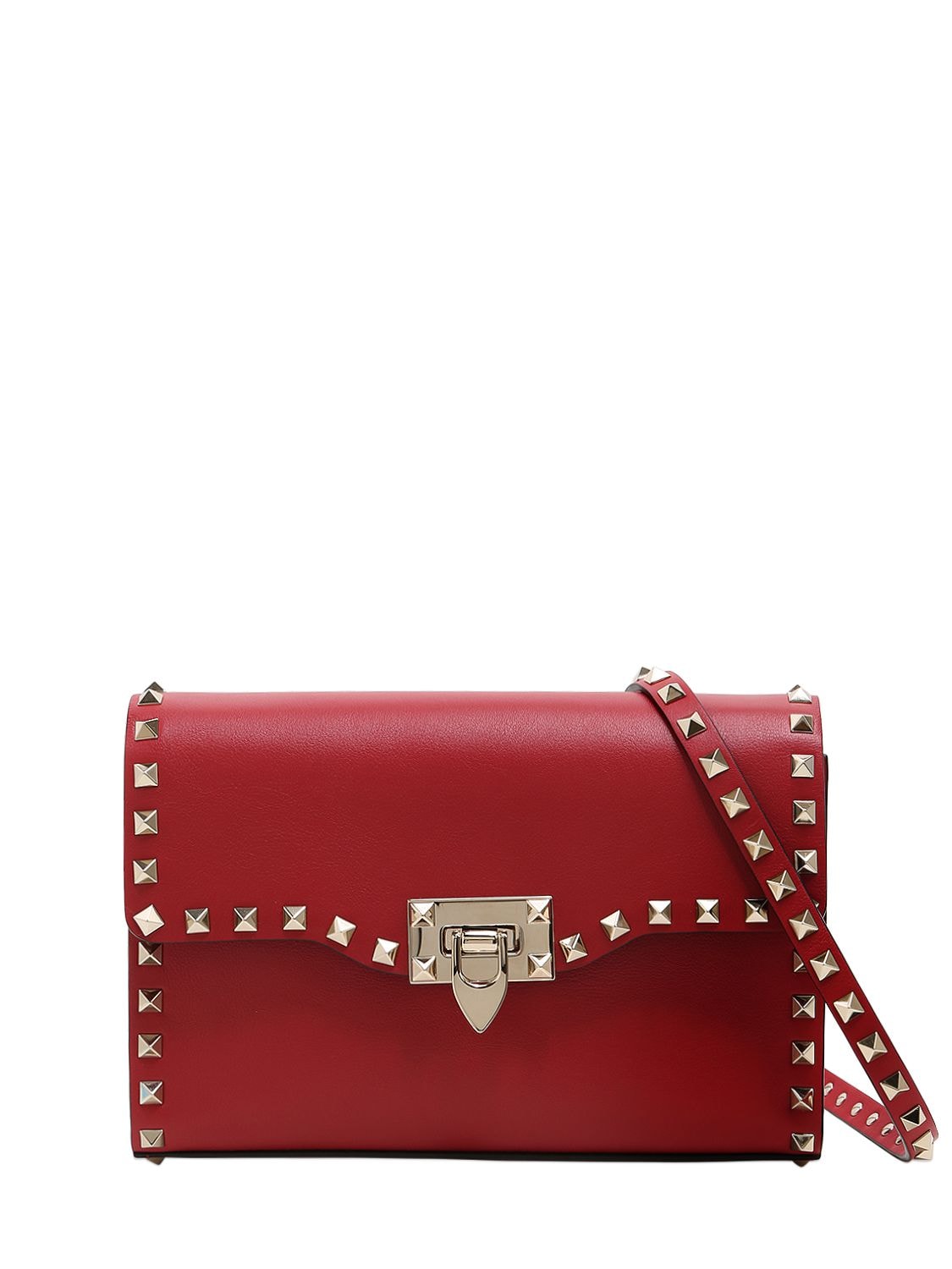 Valentino Garavani Rockstud Leather Bag In Valentino Red