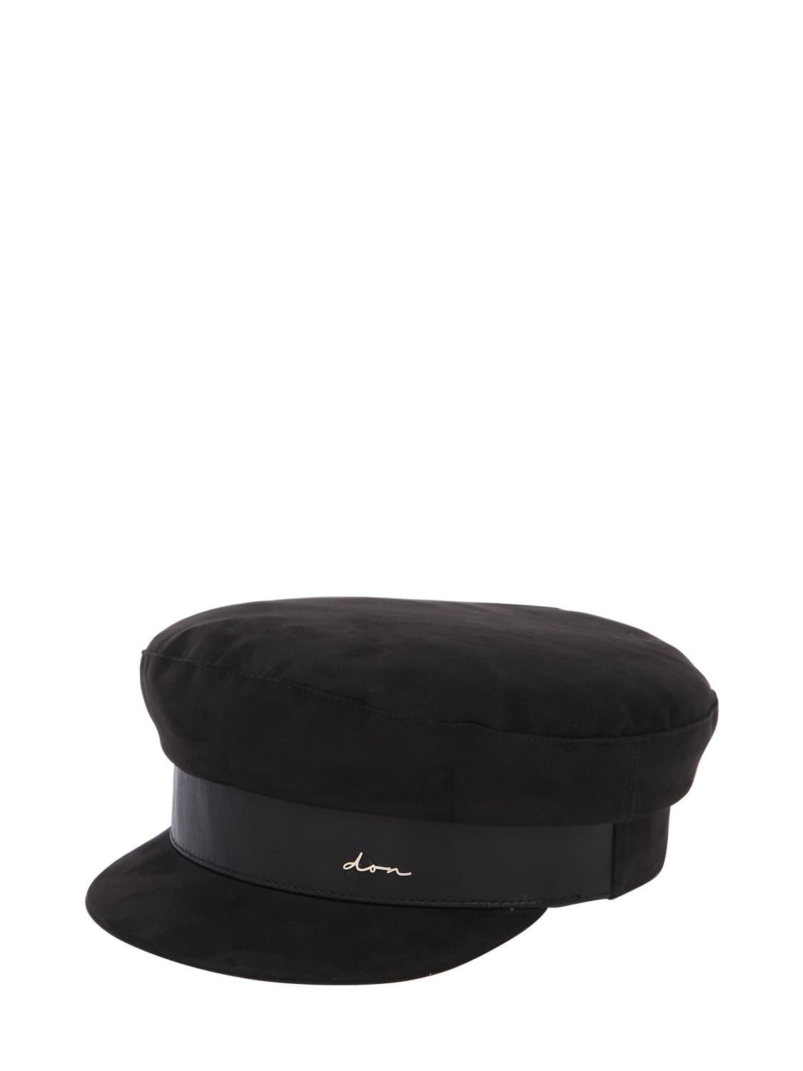 Don 麂皮&皮革黑色船长帽 In Black