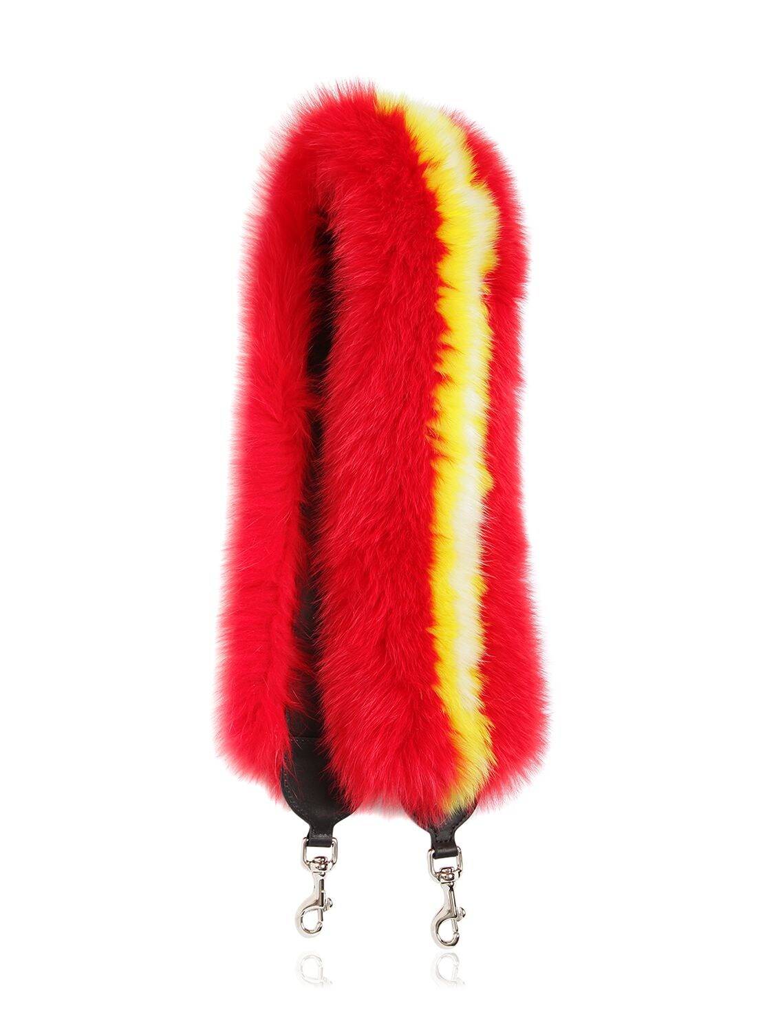 Kate Cate Judy Is Punk Fox Fur Shoulder Strap In Red,yellow