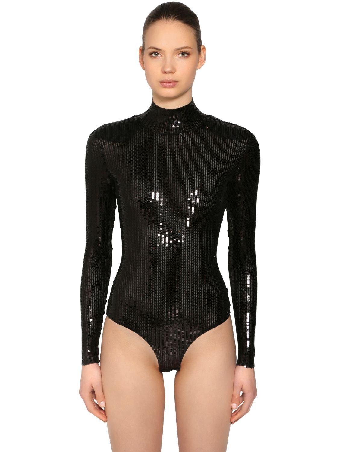 Dsquared2 Sequined Stretch Bodysuit In Black