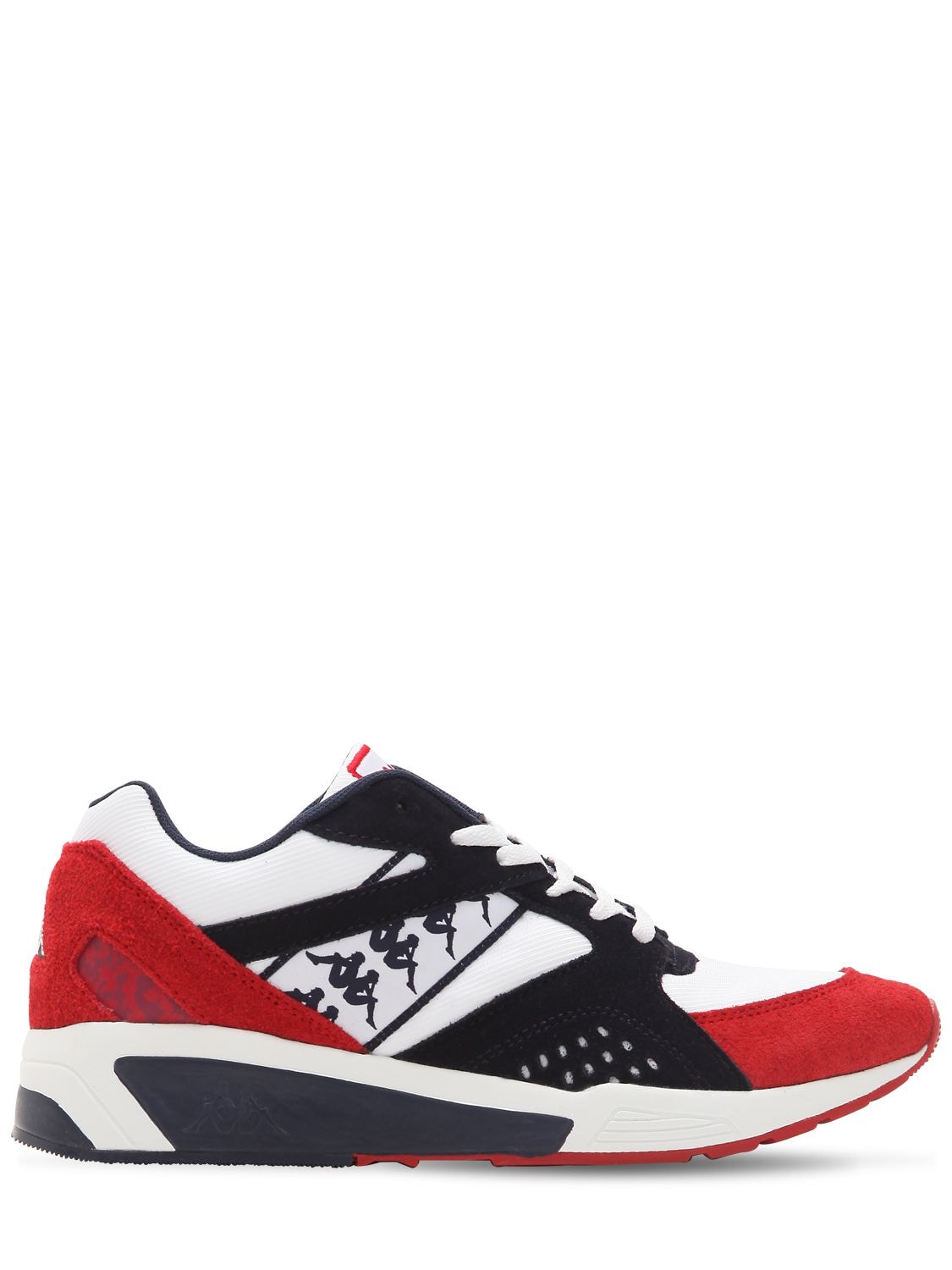 Kappa Mesh & Suede Running Sneakers In White,red