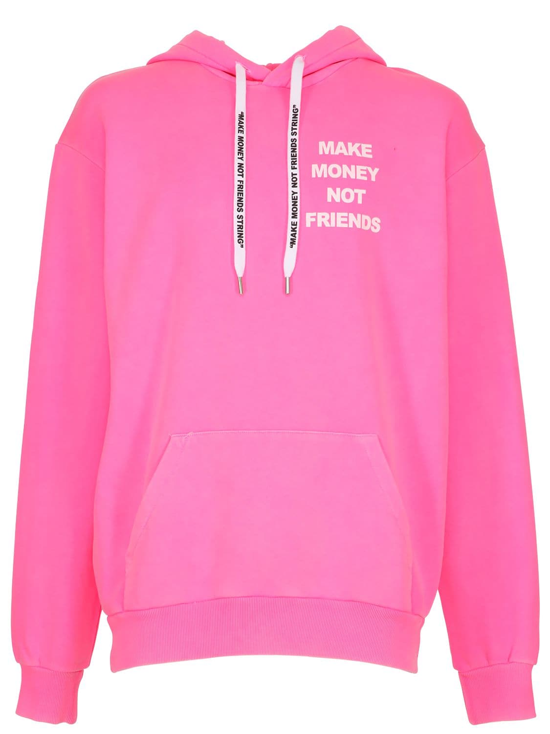 Make Money Not Friends Logo Print Cotton Sweatshirt Hoodie In Fuchsia