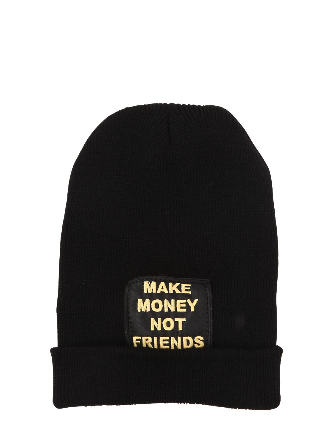 Make Money Not Friends Logo贴片针织滑雪面具 In Black