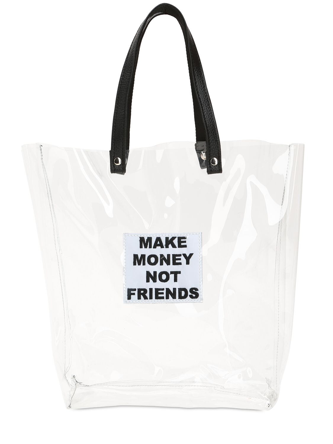Make Money Not Friends Logo Tote Bag In Transparent