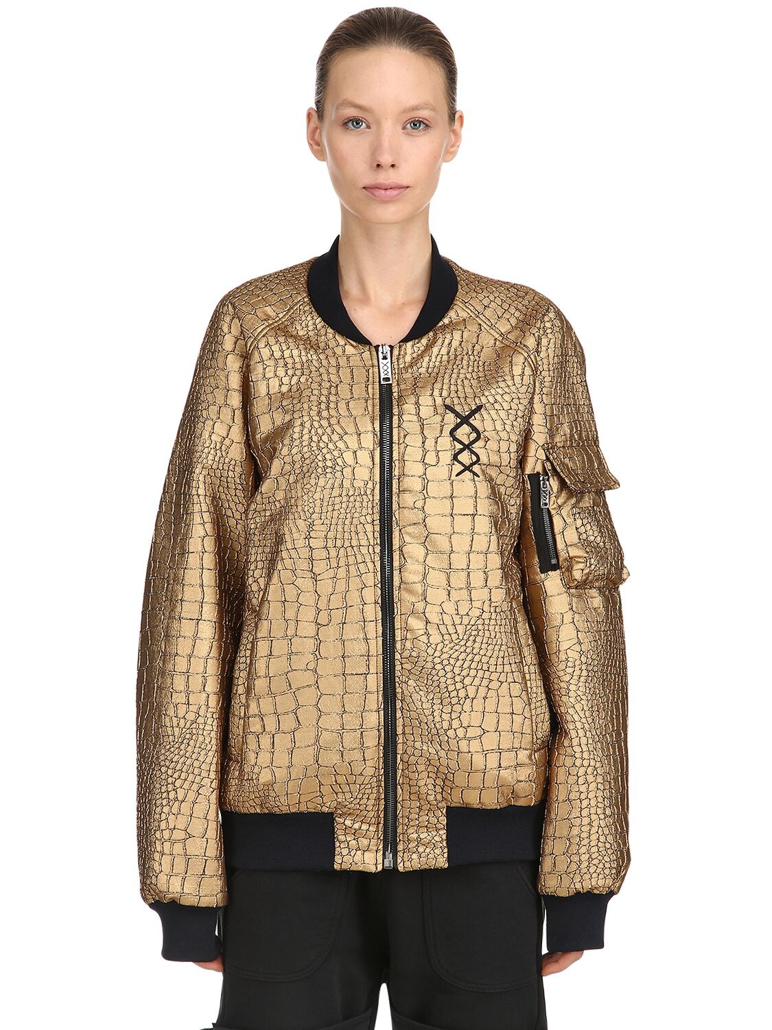 Nicolò Tonetto Milano Gold Flux Embossed Faux Leather Bomber