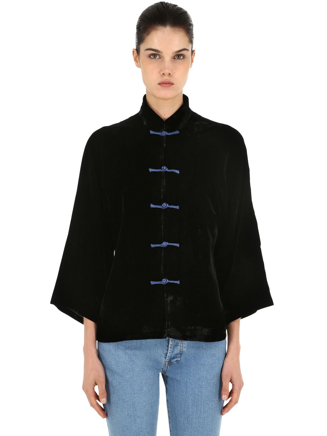 Yali Silk Velvet Jacket In Black