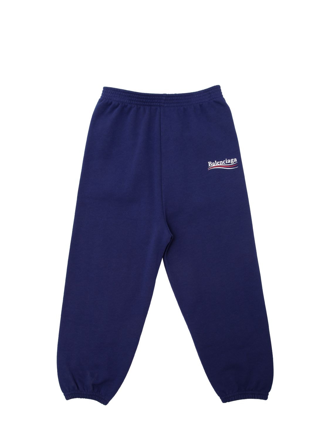 Balenciaga Kids' Logo Printed Cotton Sweatpants In Blue