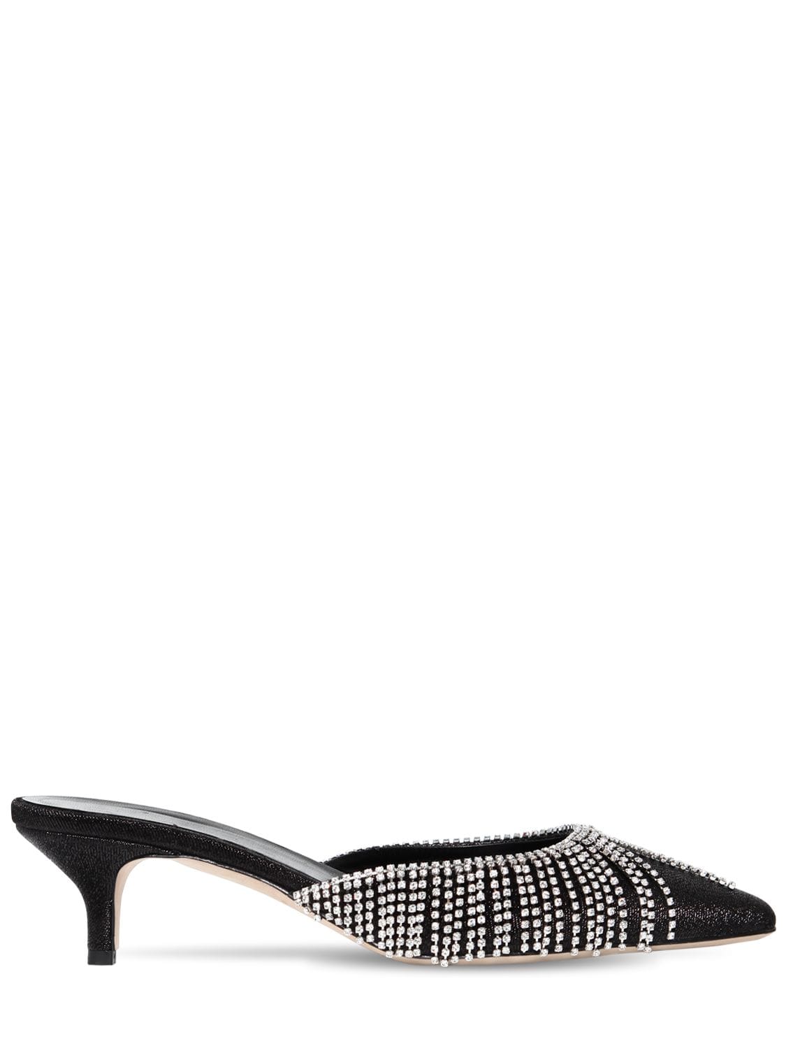Area 60mm Embellished Lamé Fabric Mules In Black
