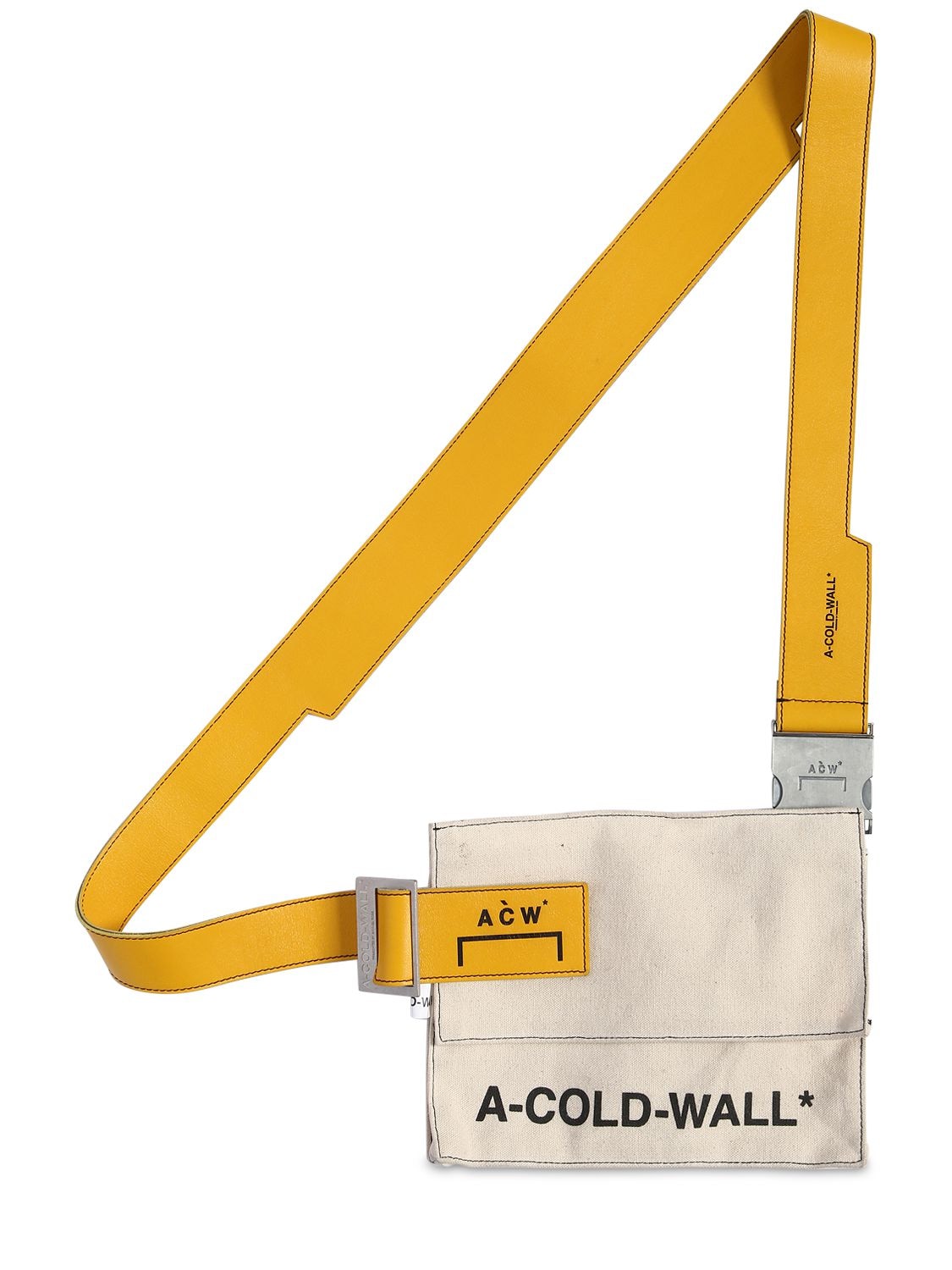 A-cold-wall* Canvas Utility Bag W/ Leather Strap In White