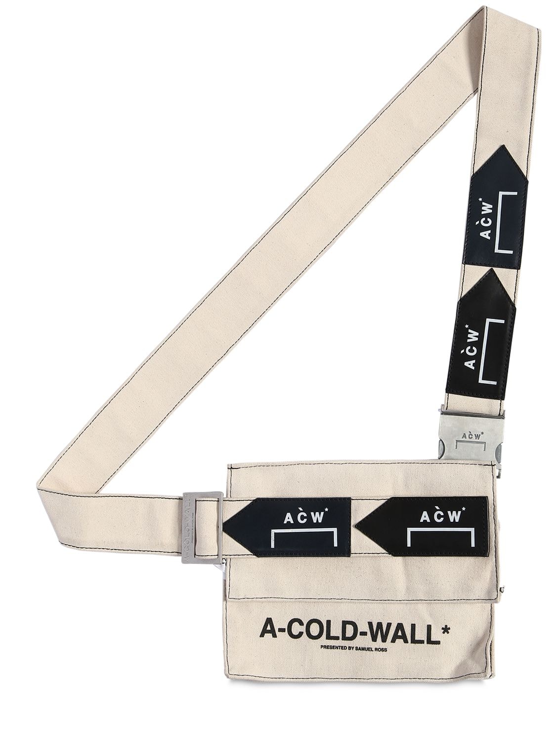 A-cold-wall* Canvas Utility Bag W/ Leather Details In White
