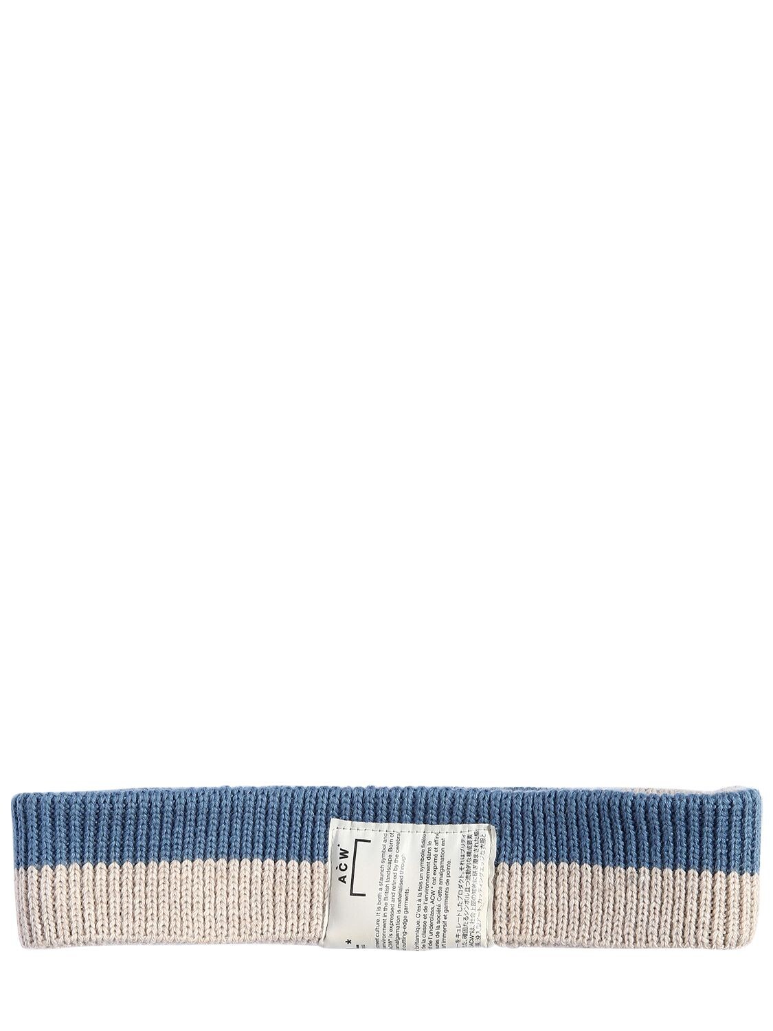 A-cold-wall* Tag Wool Knit Headband In White/sky Blue