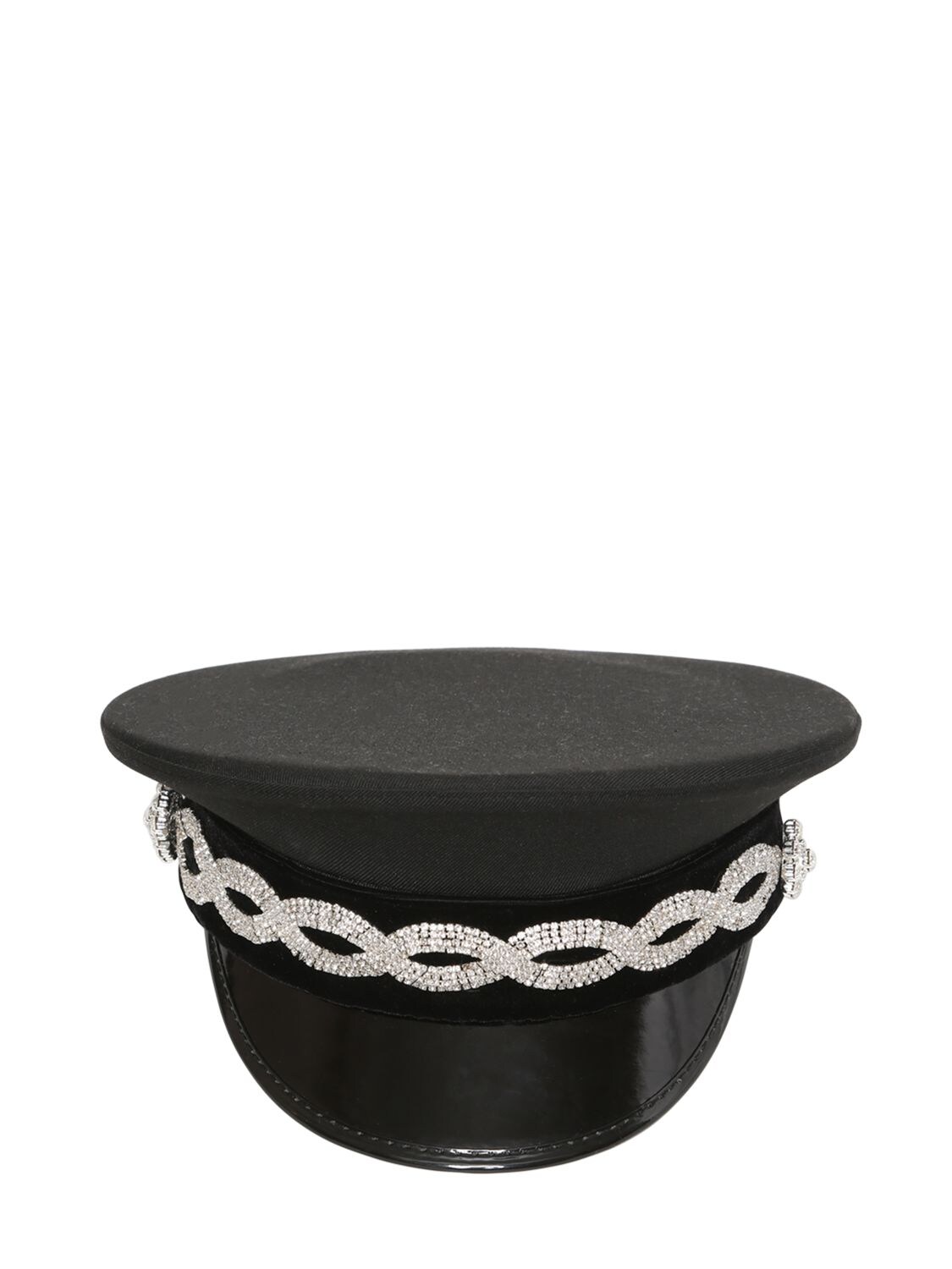 Raisa Vanessa Crystal Band Velvet Hat In Black