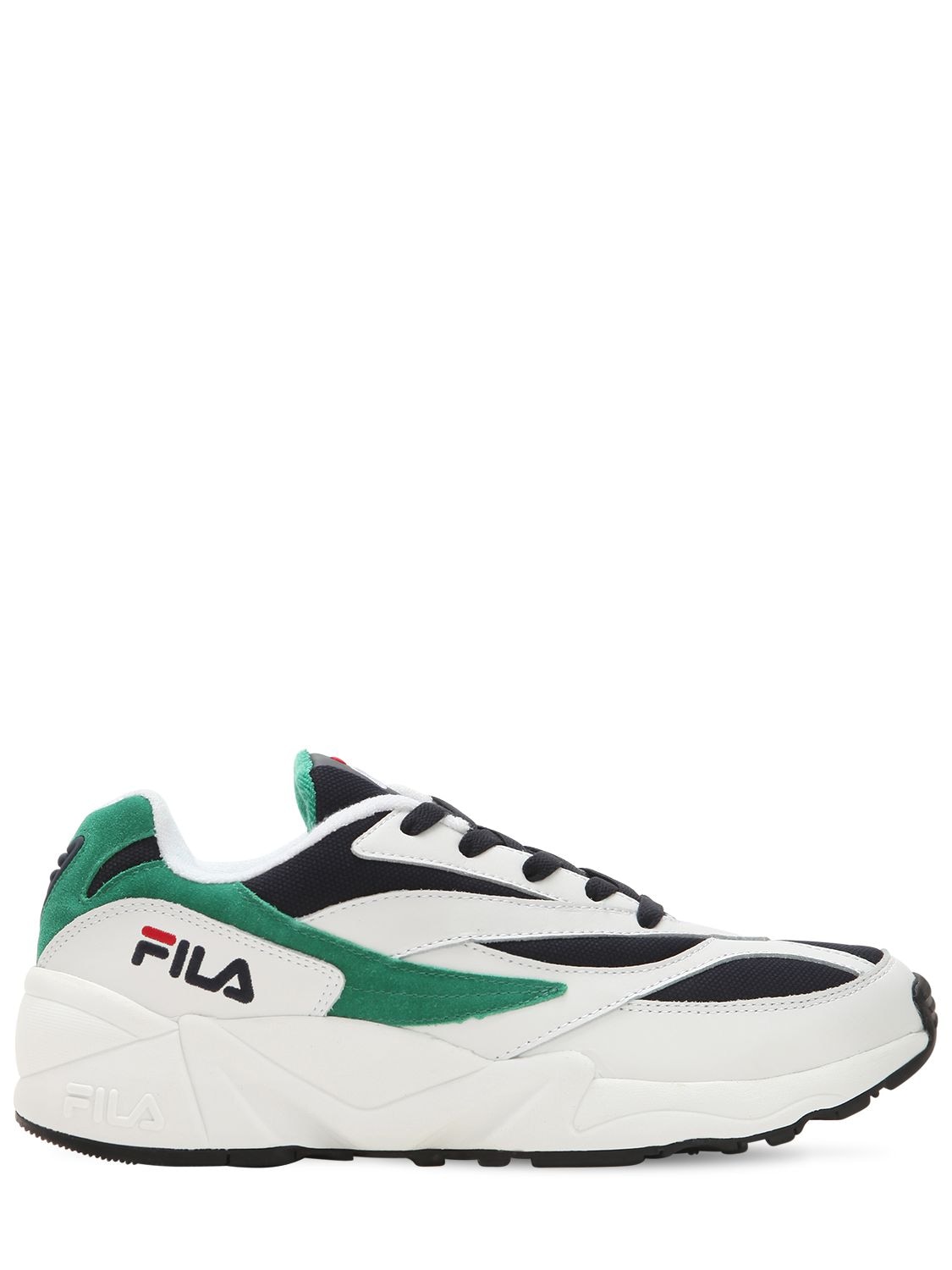 Fila Venom Leather, And Canvas Sneakers In White/green | ModeSens