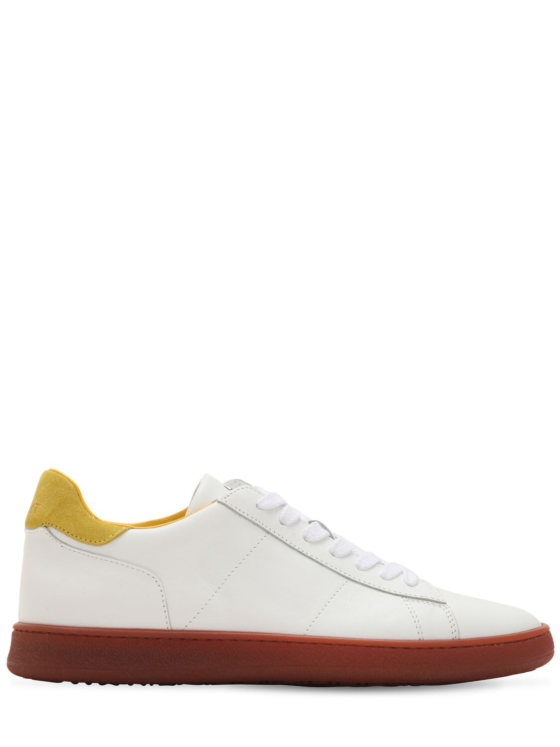 Rov Leather Low Top Sneakers In White,yellow