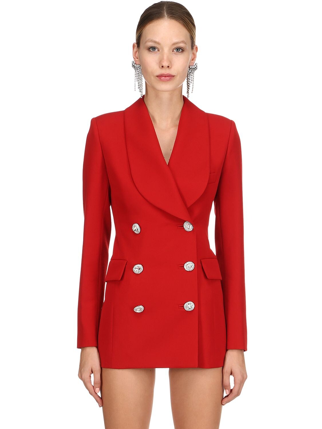 Alessandra Rich Lvr Edition Wool Blazer Dress In Red