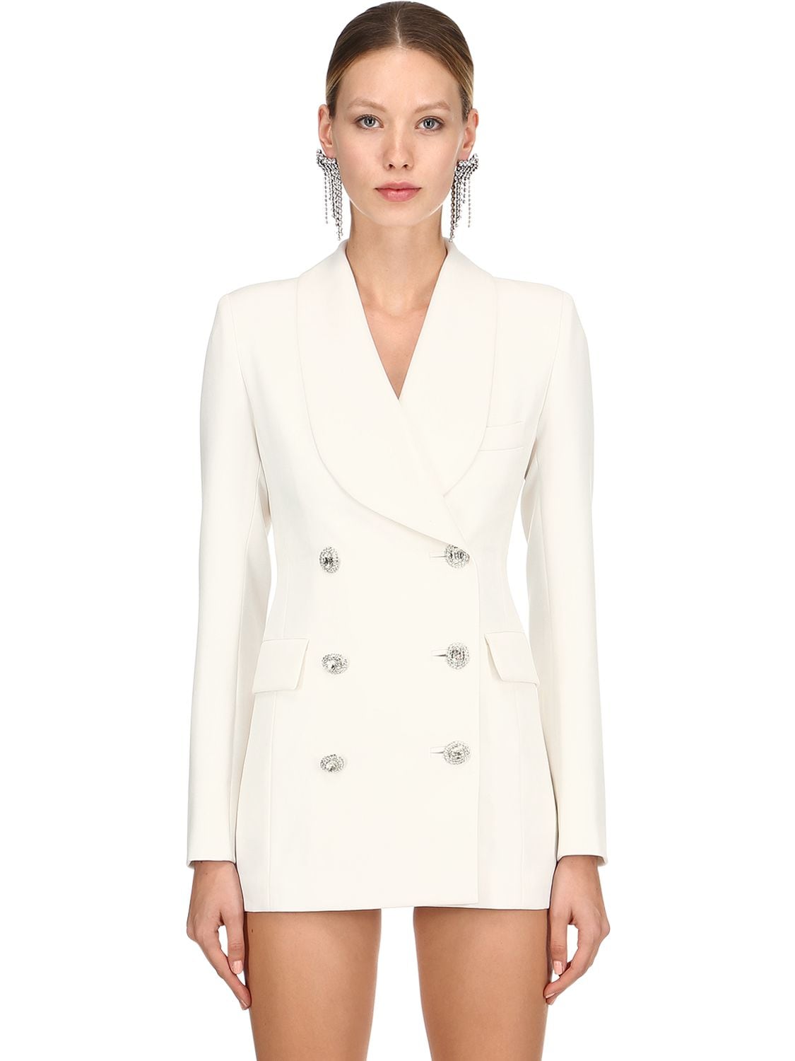 Alessandra Rich Lvr Edition Wool Blazer Dress In Ivory