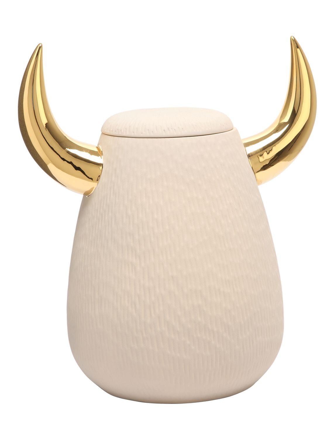 Bosa Bull Ceramic Container In Beige,gold