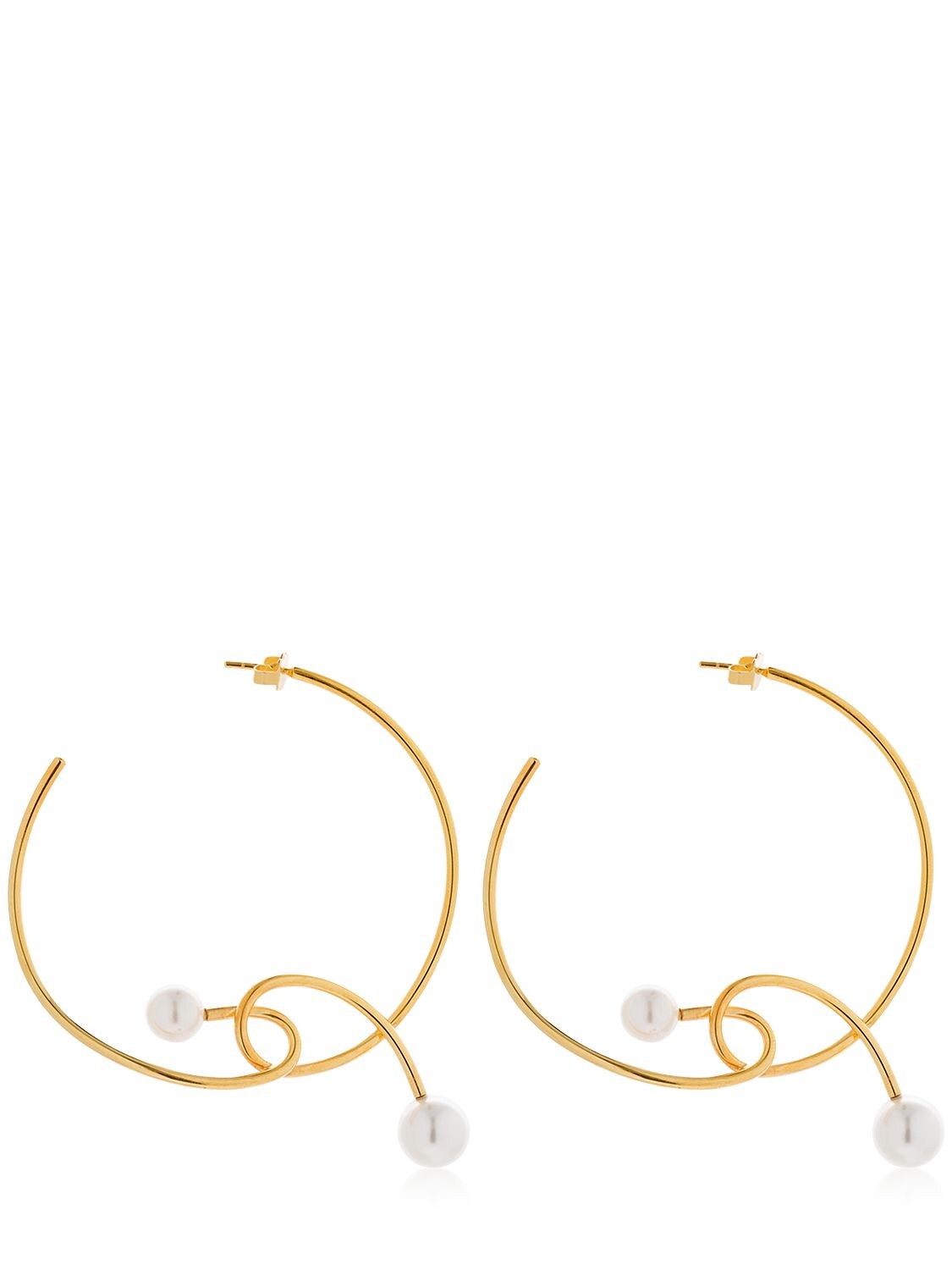 Joanna Laura Constantine Knot Pearl Hoop Earrings In Gold